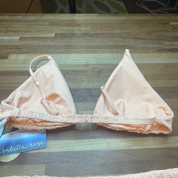 ISABELLA ROSE Champagne Beaded Bikini Top and Maui  bottom peach, Large - Picture 7 of 11